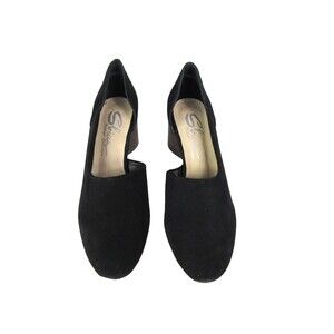 Sbicca Volin Black Suede 8 Heels Rounded Heel 2 3/4" Open Arch  615